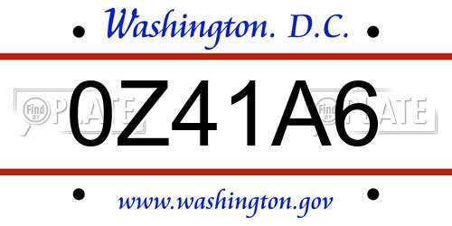 0Z41A6 District Of Columbia License Plate