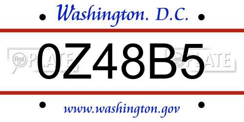 0Z48B5 District Of Columbia License Plate