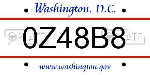 0Z48B8 District Of Columbia License Plate