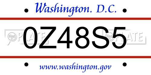 0Z48S5 District Of Columbia License Plate