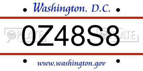 0Z48S8 District Of Columbia License Plate