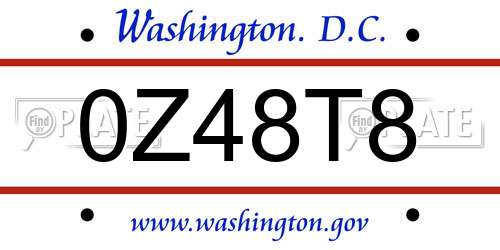 0Z48T8 District Of Columbia License Plate