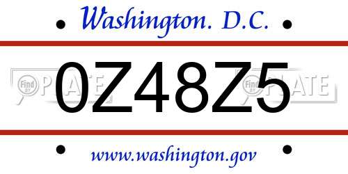 0Z48Z5 District Of Columbia License Plate