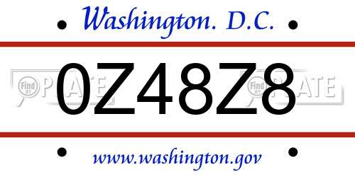 0Z48Z8 District Of Columbia License Plate