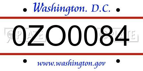 0ZO0084 District Of Columbia License Plate