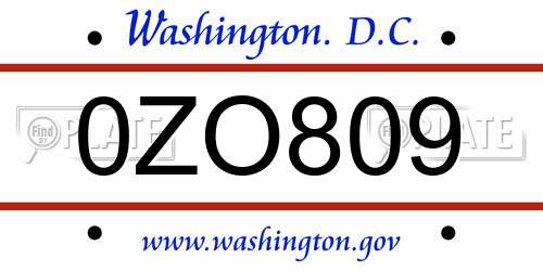0ZO809 District Of Columbia License Plate