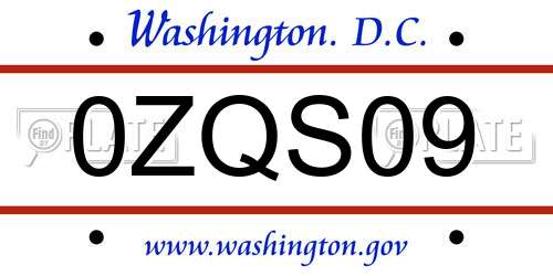 0ZQS09 District Of Columbia License Plate