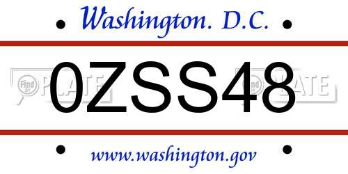0ZSS48 District Of Columbia License Plate