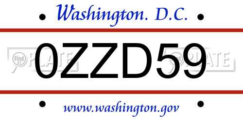 0ZZD59 District Of Columbia License Plate