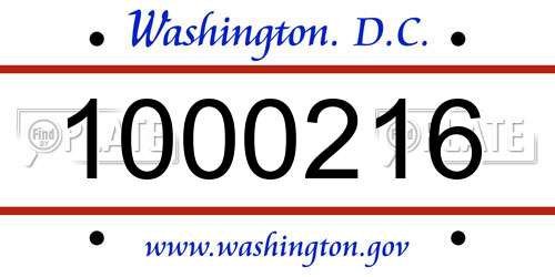 1000216 District Of Columbia License Plate