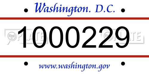 1000229 District Of Columbia License Plate