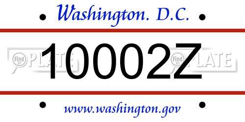 10002Z District Of Columbia License Plate