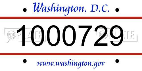 1000729 District Of Columbia License Plate