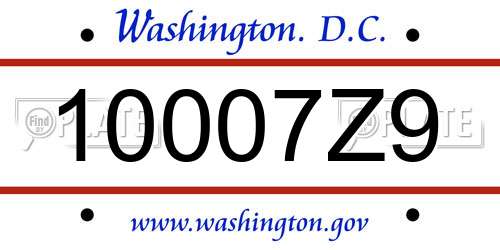 10007Z9 District Of Columbia License Plate