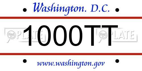 1000TT District Of Columbia License Plate