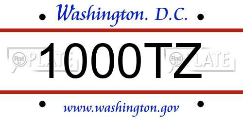 1000TZ District Of Columbia License Plate