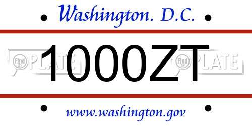 1000ZT District Of Columbia License Plate