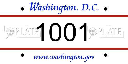 1001 District Of Columbia License Plate