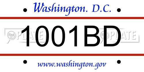 1001BD District Of Columbia License Plate