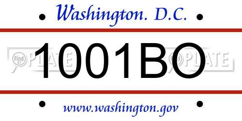1001BO District Of Columbia License Plate