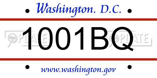 1001BQ District Of Columbia License Plate