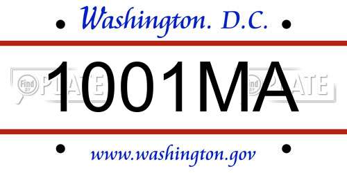 1001MA District Of Columbia License Plate