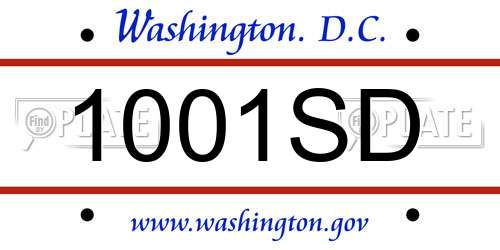 1001SD District Of Columbia License Plate
