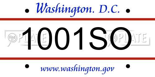 1001SO District Of Columbia License Plate