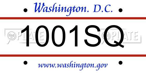 1001SQ District Of Columbia License Plate