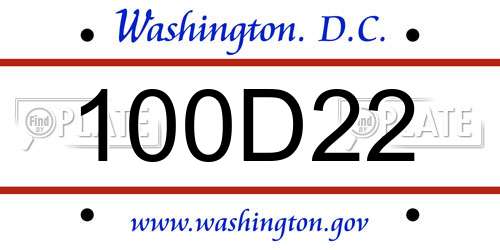 100D22 District Of Columbia License Plate