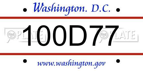 100D77 District Of Columbia License Plate