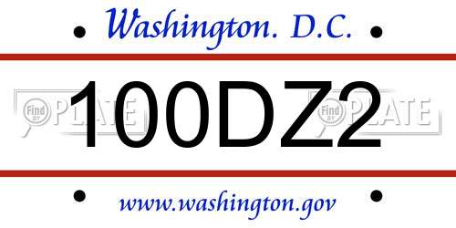 100DZ2 District Of Columbia License Plate