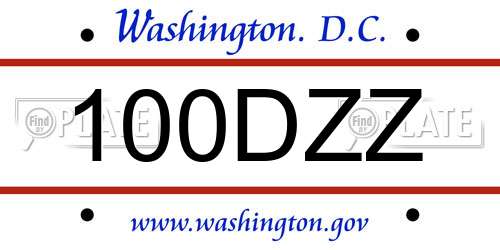 100DZZ District Of Columbia License Plate
