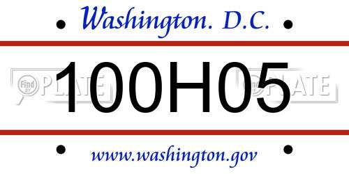 100H05 District Of Columbia License Plate
