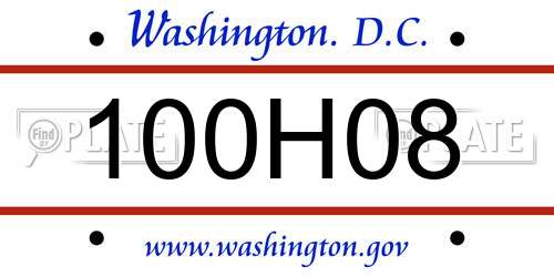 100H08 District Of Columbia License Plate