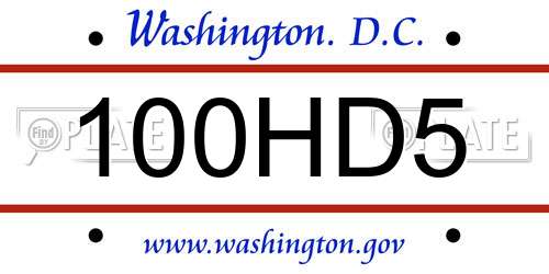 100HD5 District Of Columbia License Plate