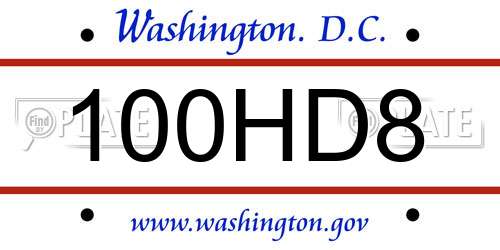 100HD8 District Of Columbia License Plate