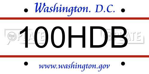 100HDB District Of Columbia License Plate