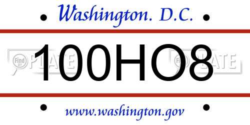 100HO8 District Of Columbia License Plate
