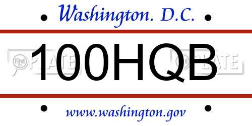 100HQB District Of Columbia License Plate