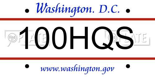 100HQS District Of Columbia License Plate