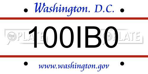 100IB0 District Of Columbia License Plate