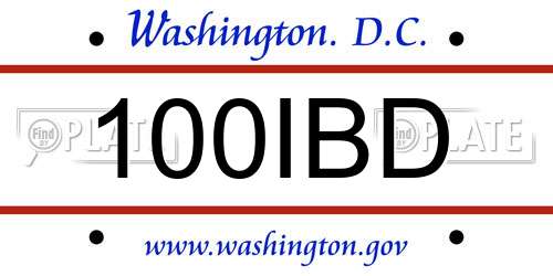 100IBD District Of Columbia License Plate