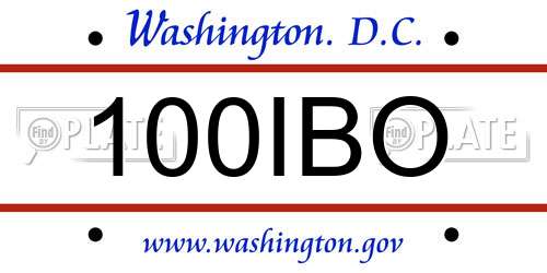 100IBO District Of Columbia License Plate