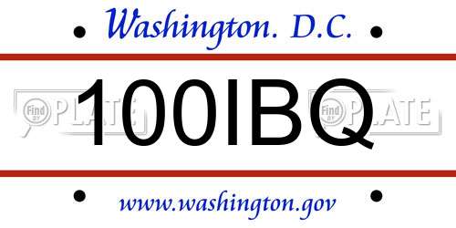 100IBQ District Of Columbia License Plate