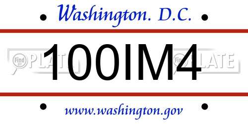 100IM4 District Of Columbia License Plate