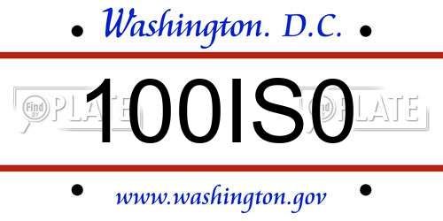 100IS0 District Of Columbia License Plate