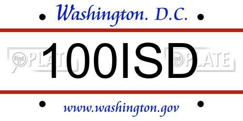100ISD District Of Columbia License Plate