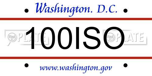 100ISO District Of Columbia License Plate