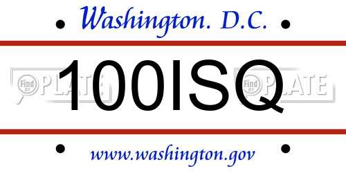 100ISQ District Of Columbia License Plate
